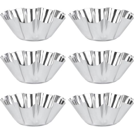 Set Mit 6 Zarten, Wiederverwendbaren Törtchenformen Aus Edelstahl Mit Floralem Muster Für Cupcakes Und Muffins (silber) – 6,10 X 6,10 X 2,30 Cm – Silber