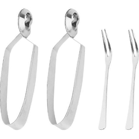 Set Mit 4 Schalentierzangen Aus Edelstahl, Bestehend Aus Einer Schneckenzange Und Einer Gabel. – 15,50 X 2,70 X 1,50 Cm – Silber