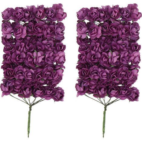 144 Zarte Papierrosen, Künstliche Blumen, Dekorative Sträuße – 1,8 X 8 Cm – Lila