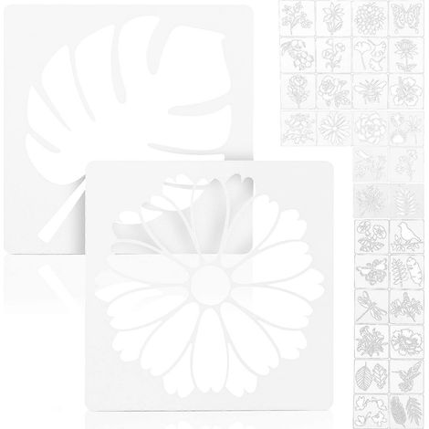 36 Schablonen Zum Malen Von Blumen, Pflanzen, Vögeln Und Bienen, Zeichenvorlagen Für Kreative Hobbys Und Wanddekorationen Aus Holz.