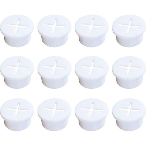 Set Mit 12 Kabeldurchführungen Für Büromöbel, Kabelorganisatoren Für Zuhause – 2,40 X 2,40 X 1,20 Cm – Weiß
