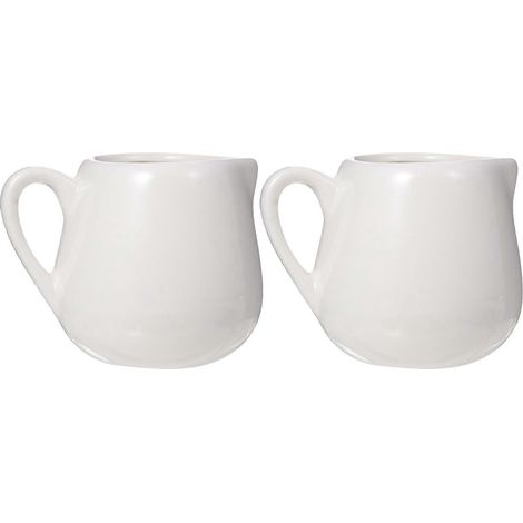 Set Mit 2 Kleinen Keramik-milch-/soßenkännchen Mit Henkel – 7,50 X 6,00 X 5,00 Cm – Weiß