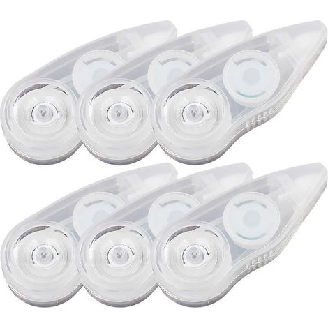Set Mit 6 Transparenten Korrekturbändern Für Schüler, Inklusive Spender. – 6 X 2,5 Cm – Weiß