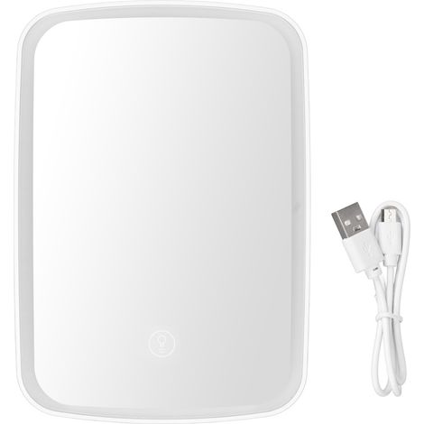 Usb-wiederaufladbarer, Beleuchteter Kosmetikspiegel, 45° Neigung, Touchscreen Und Einstellbare Beleuchtung, Weiß