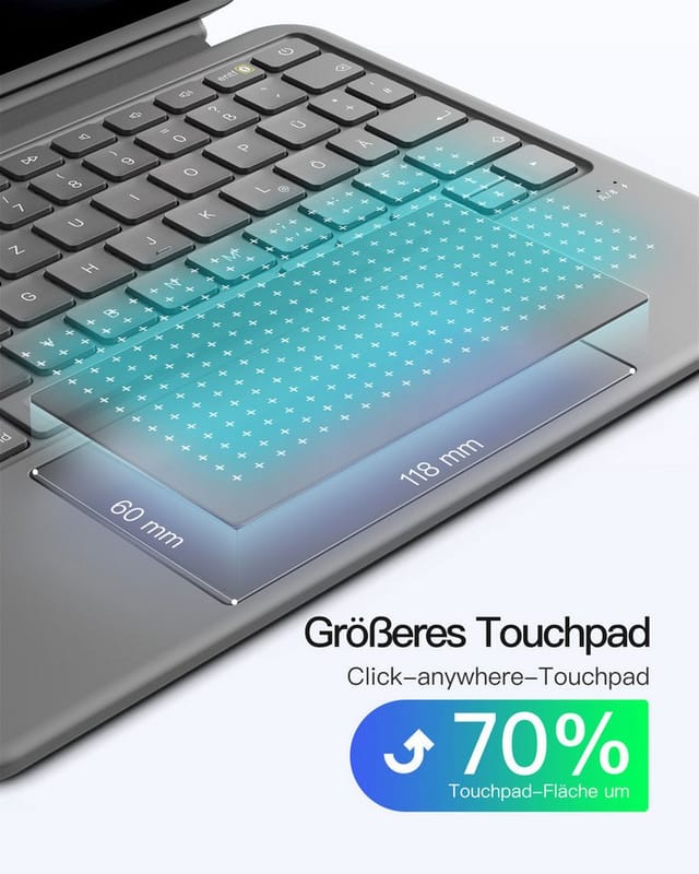 Inateck Hülle mit Tastatur für iPad 11 Gen A16, iPad 10 Gen, mit Stifthalter iPad-Tastatur (Vertikaler/Horizontaler Ständer,Großes Trackpad,Abnehmbar,Abnehmbare)
