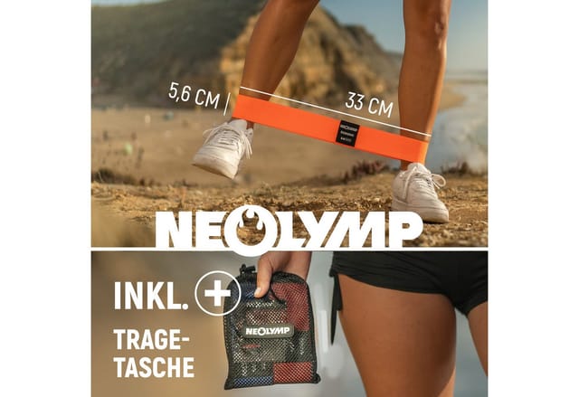 NEOLYMP Trainingsband Minibänder Fitnessbänder - Widerstandsbänder & Resistance Bands, Naturfasern, mit E-Book, Waschbar, Sanft zur Haut, Rutschfesto