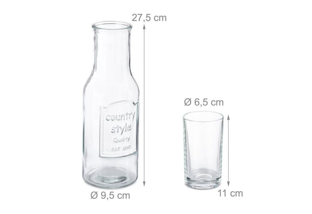 relaxdays Gläser-Set Wasserkaraffe Set mit Gläsern, Glas