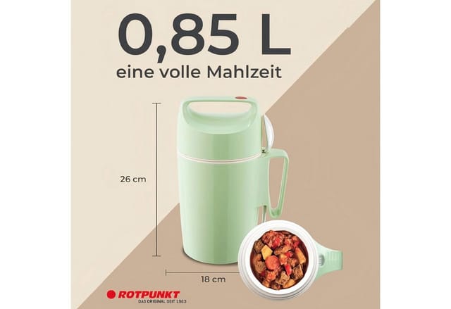 ROTPUNKT Thermobehälter 0,85 ml Speisegefäß I Warmhaltung Speisen, Glaseinsatz- voller Geschmack