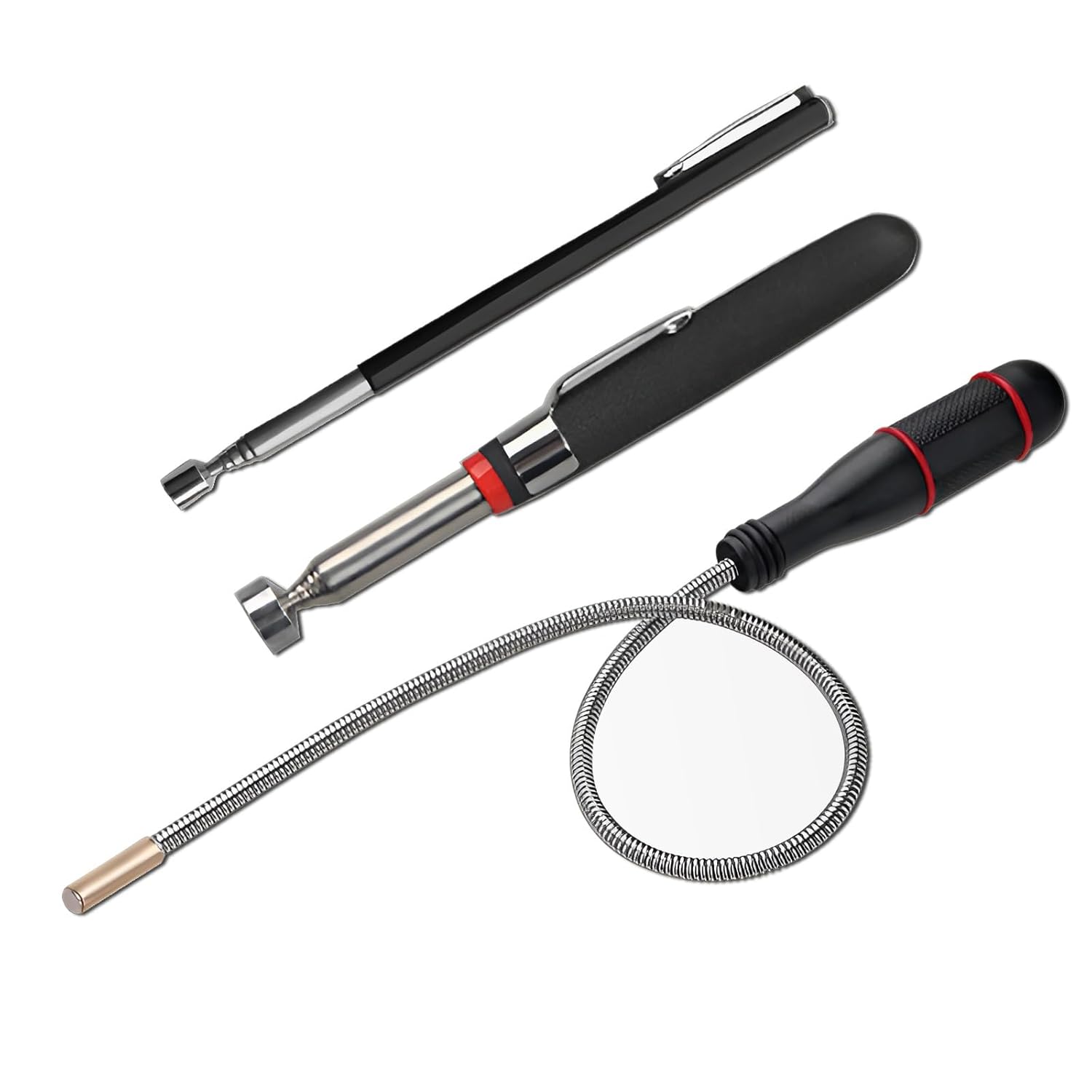 Ramassage Magnétique Flexible, 3pcs Kit D'Outils Magnétiques Télescopiques 1,5 Lb 3 Lb 5 Lb Aimant Mecanique Auto Tige Aimantée Pour Récupérer Petites Pièces, Clés Et Pièces Automobiles