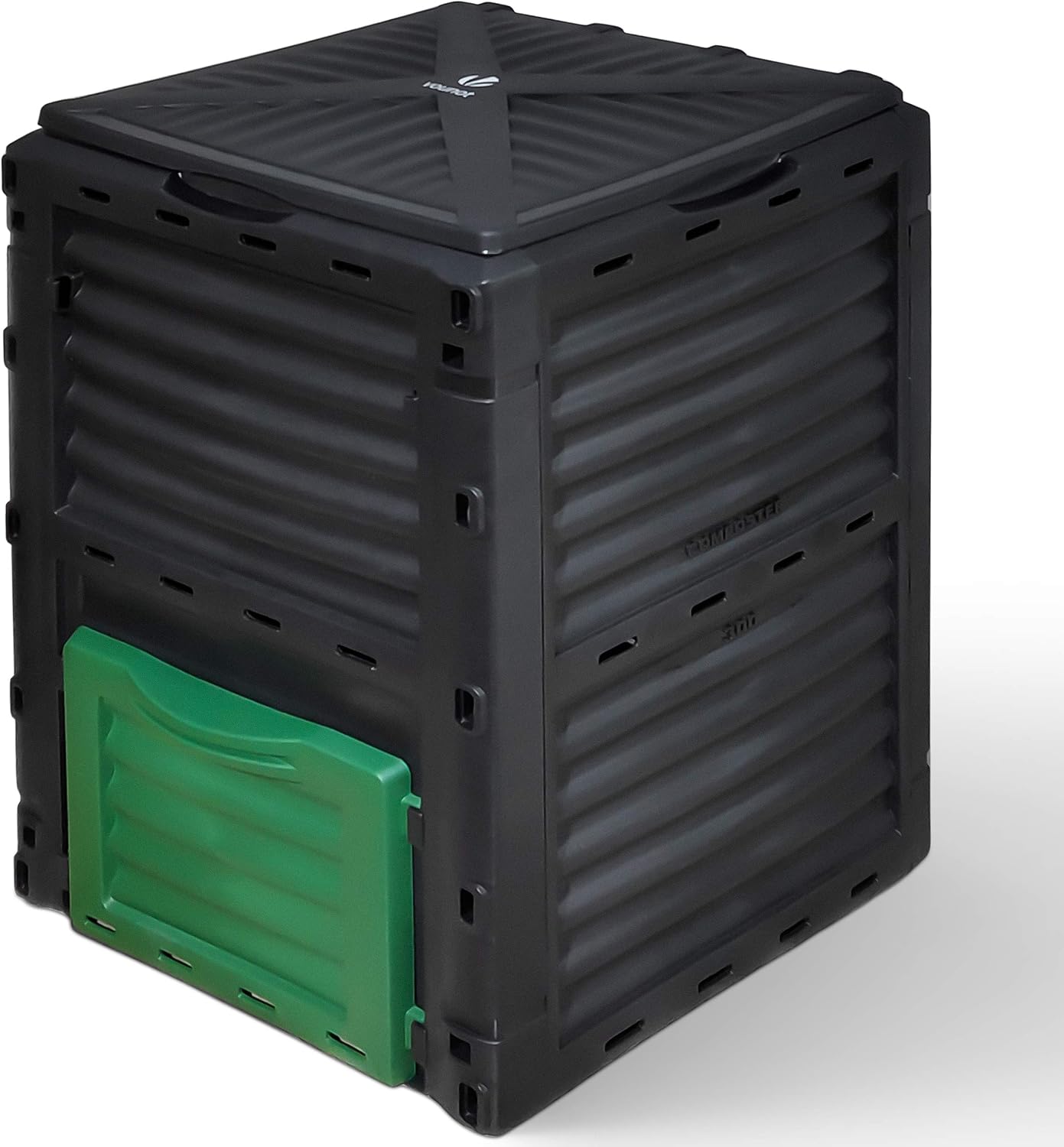 Composteur De Jardin 300l Qualité Supérieure Bac Composteur Pour Jardin Déchets Bac À Composte En Polypropylène Résistant Aux Chocs Et Aux Uv Noir Vert Lot De 1