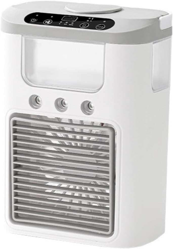 Climatiseur Mobile Sans Évacuation 4 En 1, Rafraîchisseur D’air Silencieux Avec 4 Vitesses, Mode Tempête, 2 Modes De Brumisation, Oscillation 90° Et Minuterie Ventilateur Et Humidificateur
