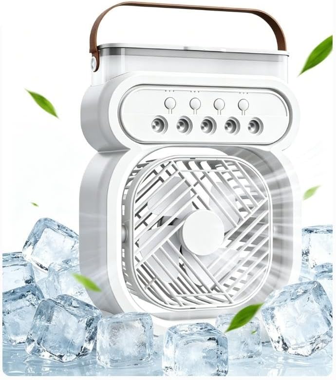 Ventilateur Climatiseur Usb, Mini Ventilateur De Refroidissement Personnel 4 En 1 Avec Brumisateur D'Eau, Petit Humidificateur D'Air Froid Évaporatif À 3 Vitesses, Ventilateur De Bureau Pour La Maison