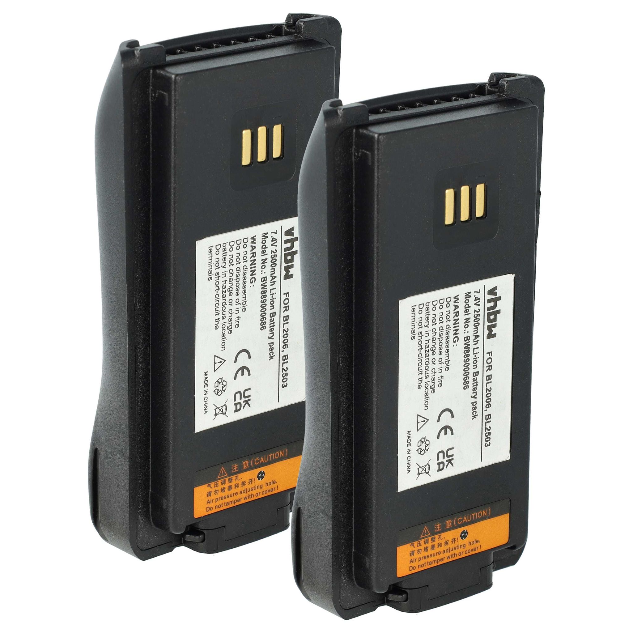 Vhbw 2x Akku Kompatibel Mit Hyt Pd-788g, Pd-788, Pd78xg, Pd88xt, Pd788 Für Pd78x, Pd786v-1-rfb Funkgerät, Walkie Talkie (2500 Mah, 7,4 V, Li-ion)