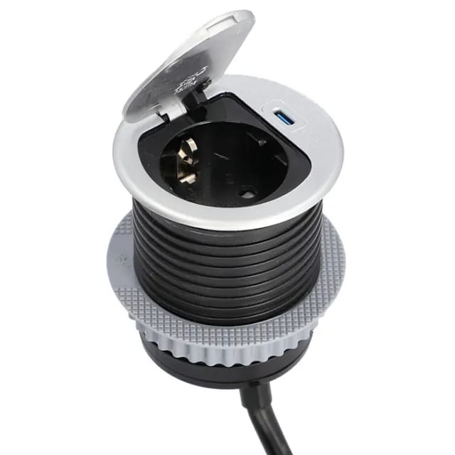 UNITEC UniTEC Einbausteckdose Tischsteckdose mit USB C Steckdosenleiste, Berührungsschutz