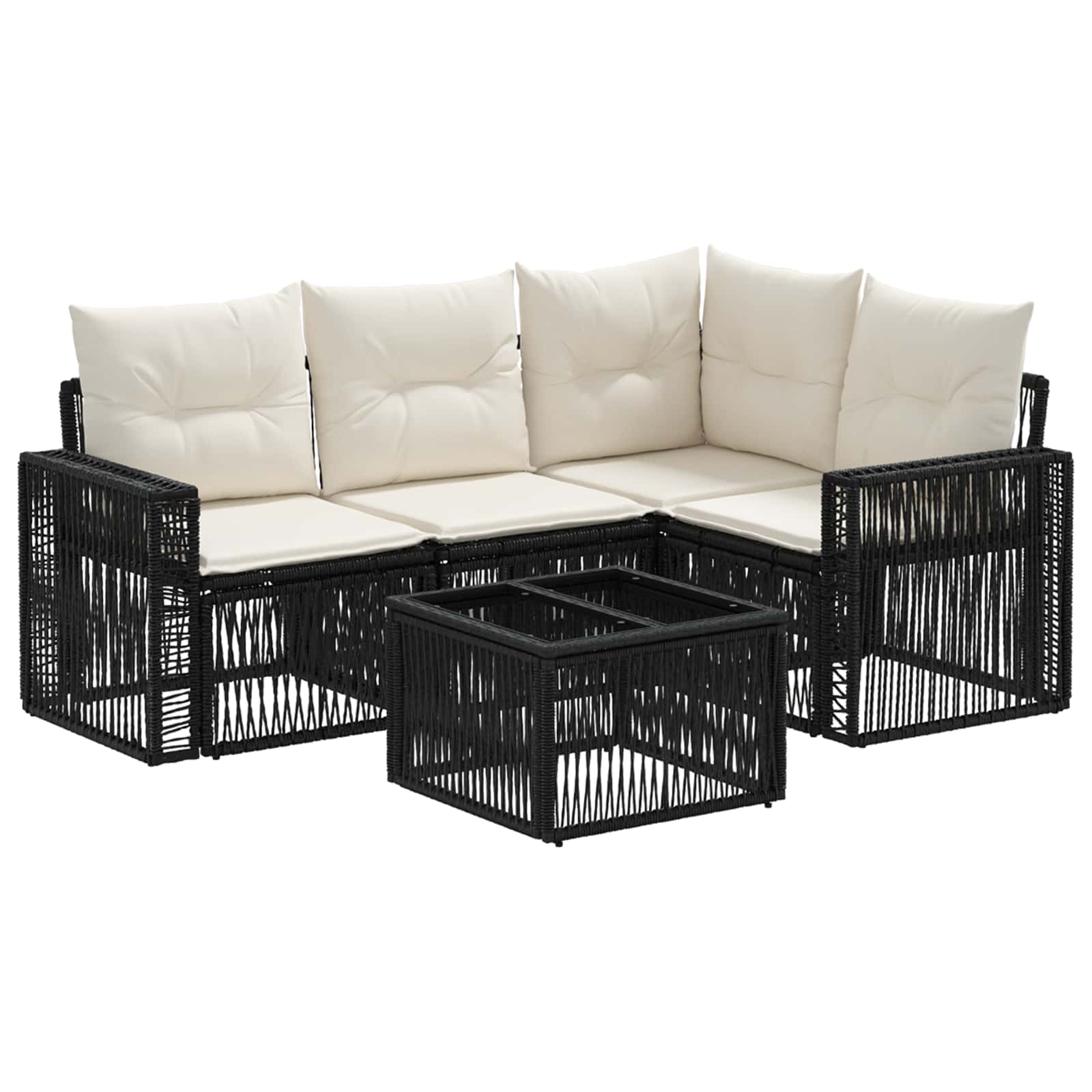 Maison Exclusive - Gartensofa-set 5 Stk. 4-sitzer Schwarz Und Cre