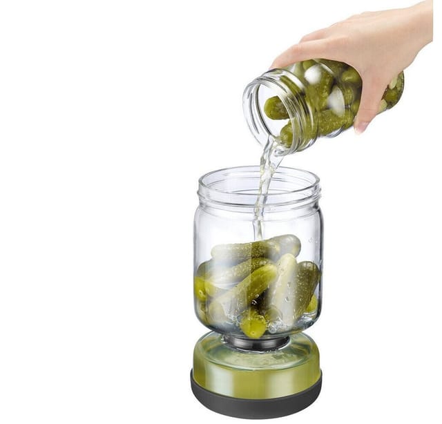 WESTMARK Küchensieb Abtropfglas 1 Stk – Einlegeglas, zum Abtropfen und Servieren, 900 ml, Borosilikat Glas, Silikon, PP