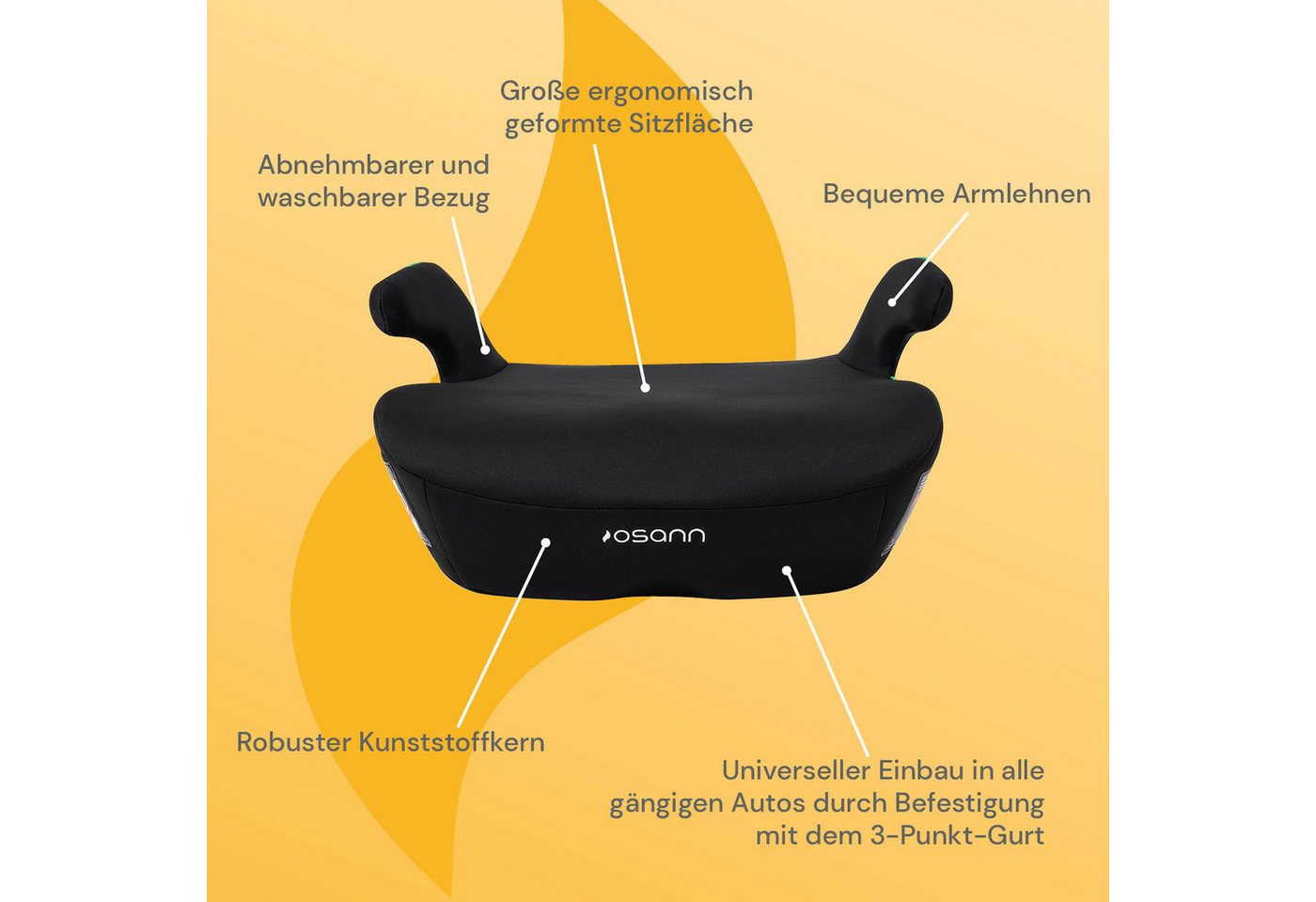 Osann Kindersitzerhöhung Boost, ab: 8 Jahren, bis: 12 Jahre, ab: 135 cm, bis: 150 cm, Sitzerhöhung Auto Kinder ab 135cm, Sitzschale, Booster Bild 4