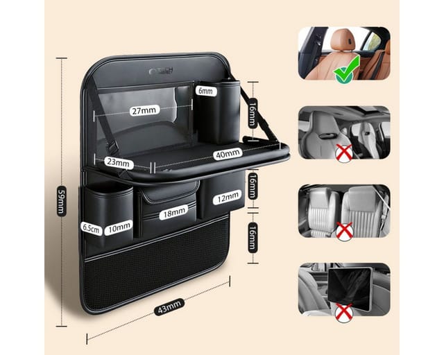 TECH PROTECT Rücksitzorganizer UCA100, Auto-Organizer mit ausklappbarer Tablet- und Laptop-Ablage