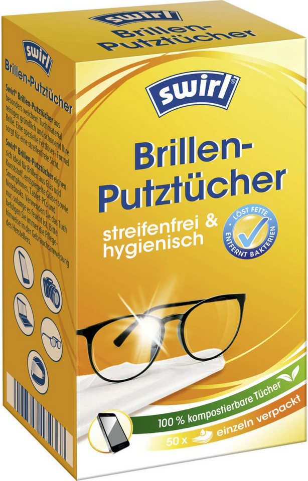 Swirl Swirl Brillenputztücher 50 stk. Putztücher für Brille, Handy uvm. (1er Reinigungstücher