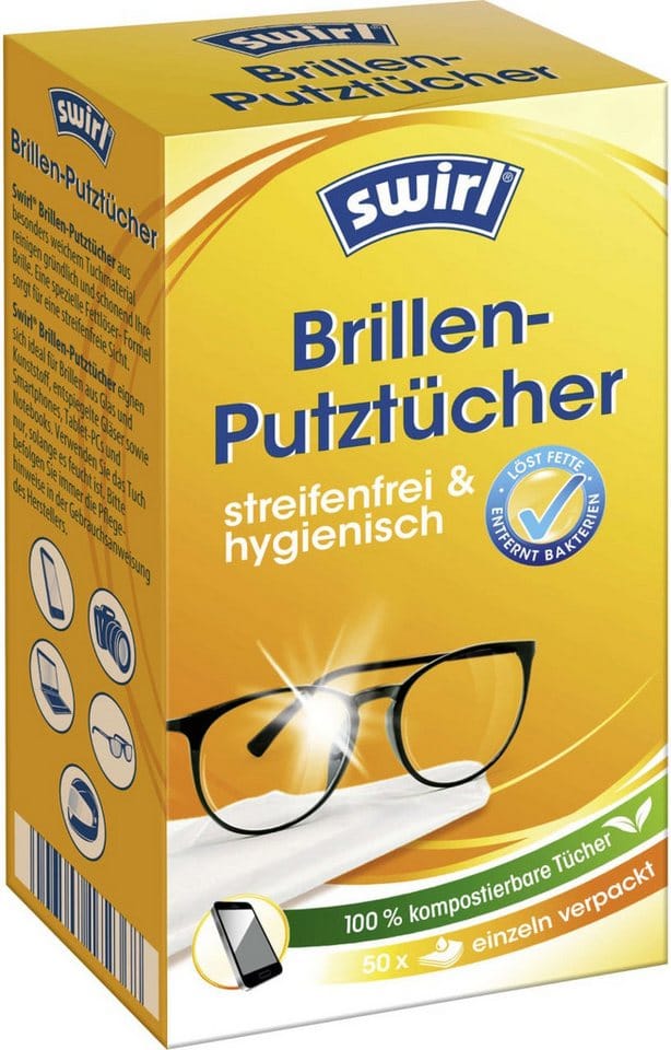 Swirl Swirl Brillenputztücher 50 stk. Putztücher für Brille, Handy uvm. (1er Reinigungstücher
