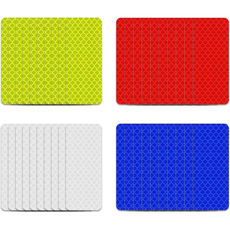 Satz Mit 40 Reflektierenden Sicherheitsaufklebern Für Auto, Fahrrad, Motorrad Und Motorradhelm (3 X 8 Cm, 4 Farben)