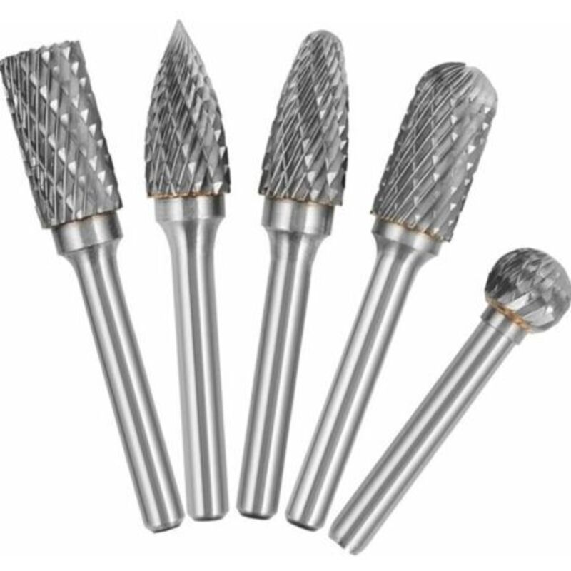 5 Stück 6mm Schaft 10mm Kopf Hartmetall Doppelschneidiges Rotationsfräser-set Für Holzbearbeitung, Gravur, Schleifer, Skulptur