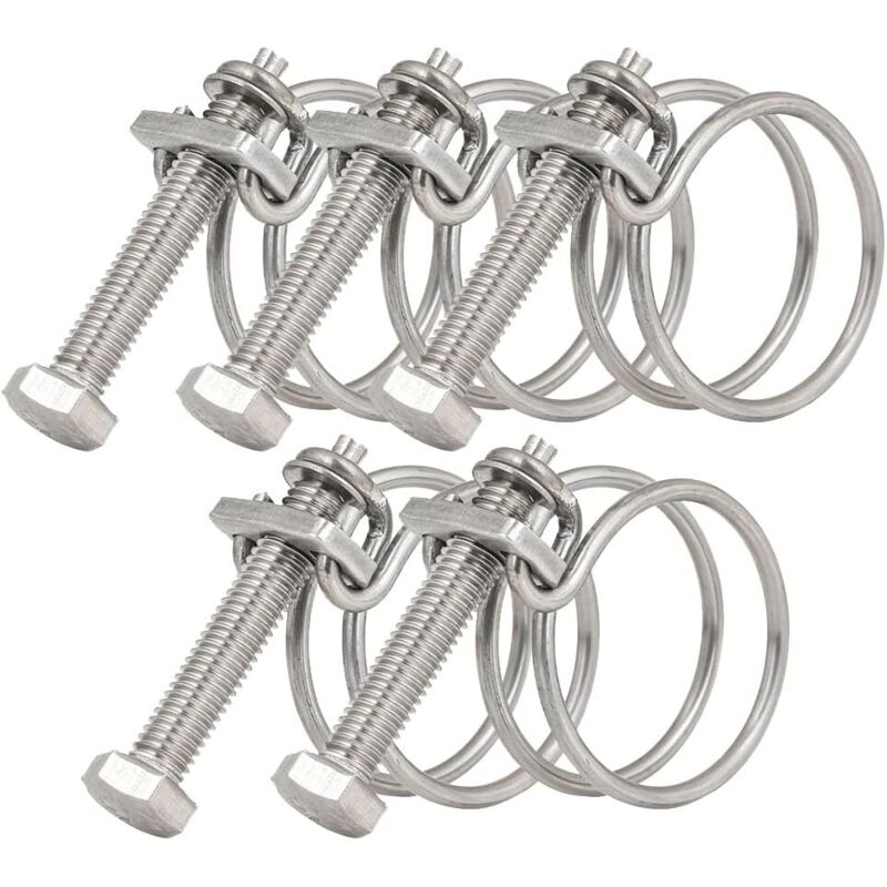 5er-set Doppel-draht-schlauchklemmen, 45 Bis 50 Mm, Schlauchklemmen Aus Edelstahl 201, Universalbefestigung Für Wasserleitungen