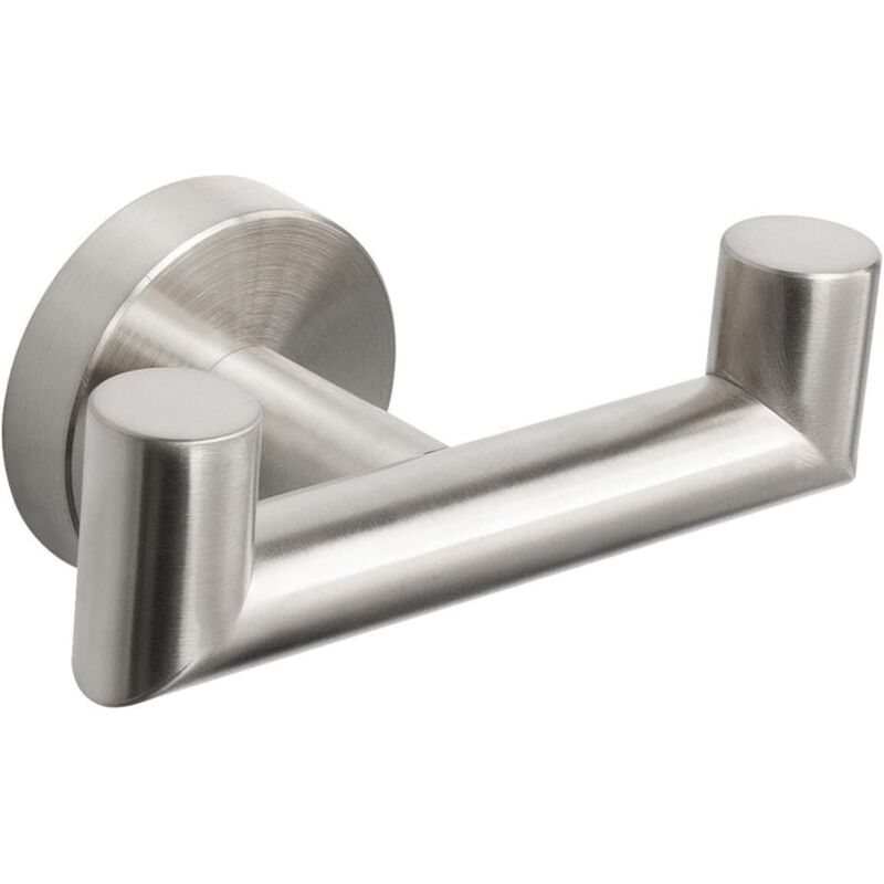 Set Aus 1 Doppeltem Haken Aus Edelstahl Für Badezimmer, Wohnzimmer, Küche, Zur Wandbefestigung (gebürstetes Nickel)