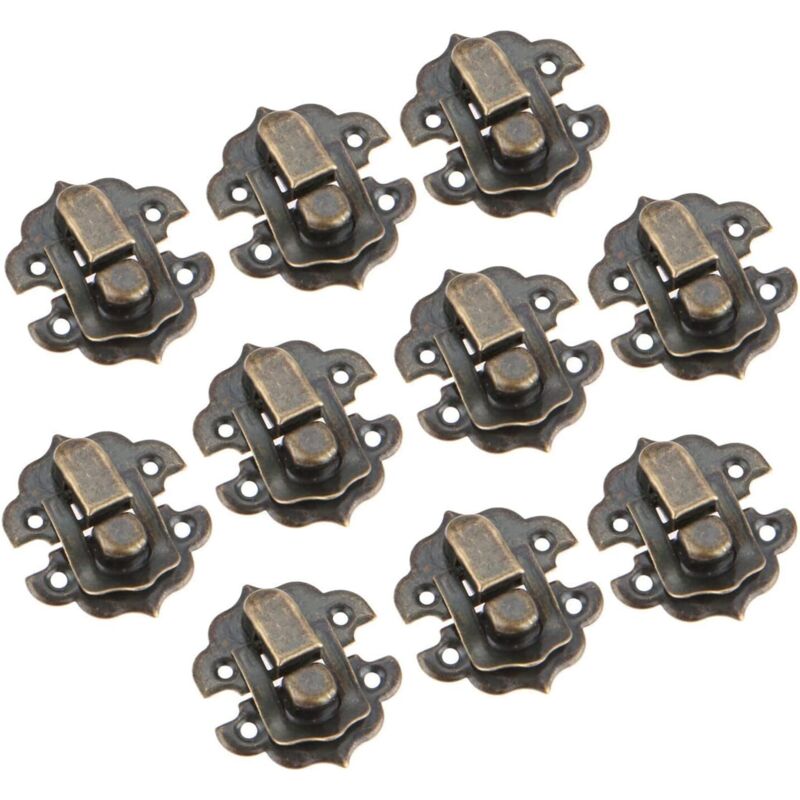 10 Stück Vintage-schmuckkastenschlösser, Antike Riegelverschlüsse 29 X 31 Mm, Kippverschluss Für Schmuckkästchen Und Geschenkboxen, Antikbronze