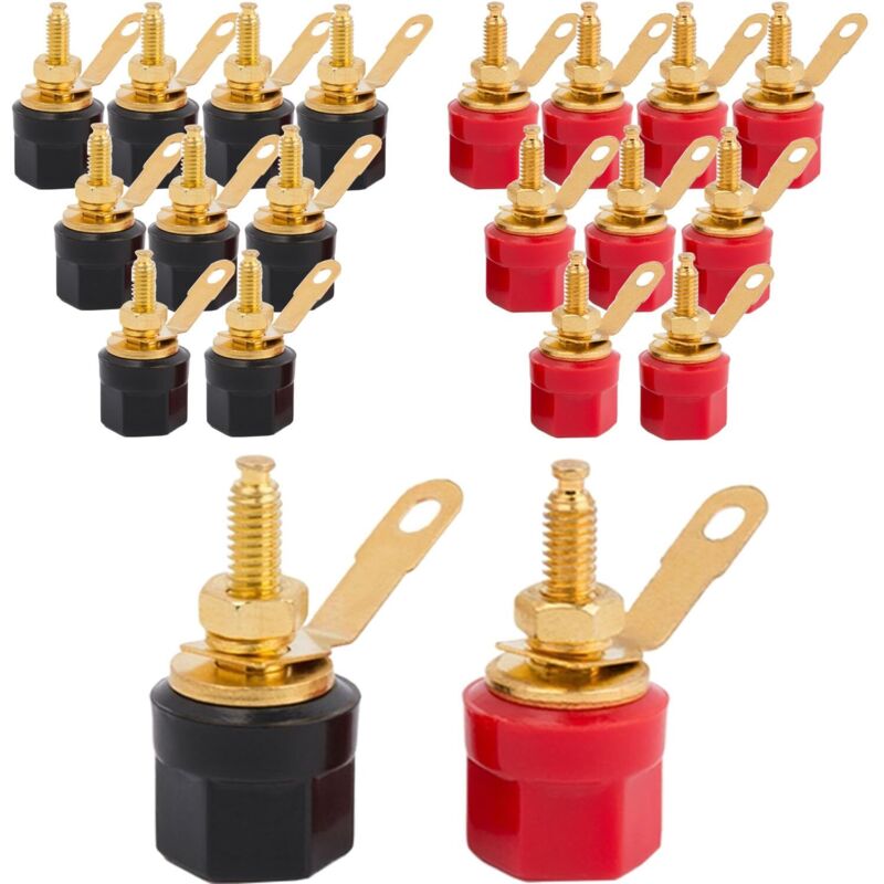 Satz Von 20 Bananensteckern 4 Mm, Bananenstecker, Lautsprecherstecker 4 Mm, Lautsprecheranschlussklemmen, Vergoldete Lautsprecherstecker, Flache Bananenstecker 4 Mm