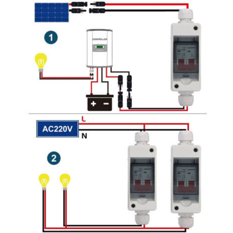 Pv-trennschalter, Photovoltaischer Stromkreisisolator, Wasserdichter Miniatur-leistungsschutzschalterkasten Dc500v Ip65 63a