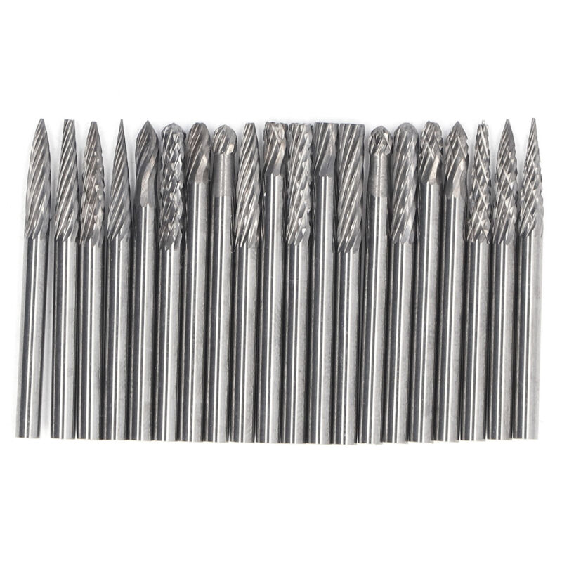 Hartmetall-fräser-set, 20-teilig, Frässpitze, Konischer Schaftfräser, Einfaches Und Doppeltes Muster, 1/8 Zoll Schaft