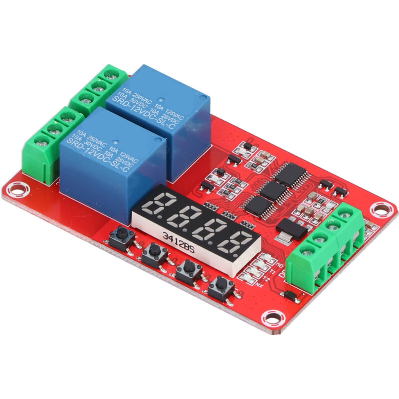 Multifunktionales Zeitverzögertes 2-kanal-relais, Zyklus-synchronisationsmodul Mit Automatischer Verriegelung, 12v-platine