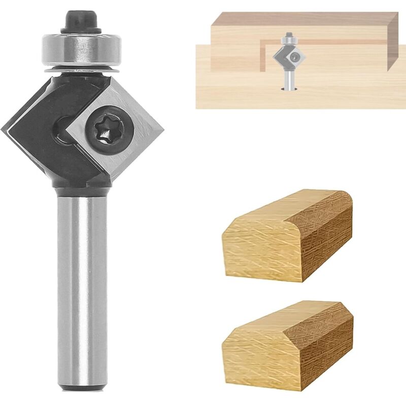 Planfräser, Fasenfräser Mit Wendbaren Platten, 4-seitig Wechselbare Schneide, Schaft 8 Mm, Durchmesser 27 Mm, 45°-winkel, Mit Kugellager, Für Holz, Planfräser