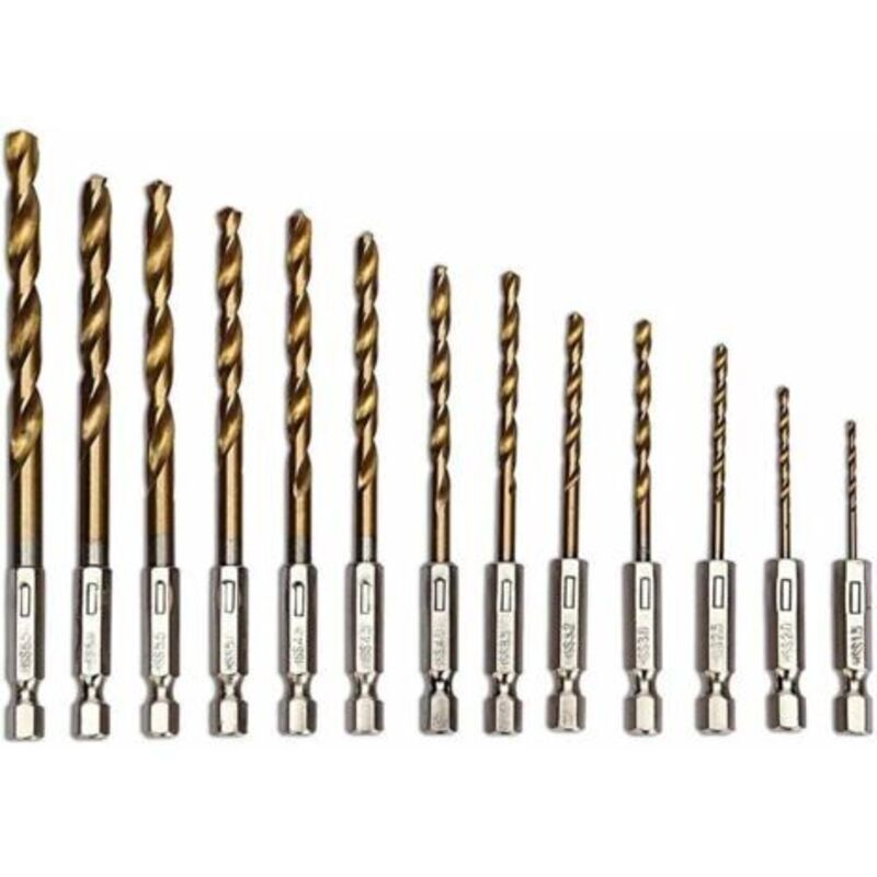 Hss-spiralbohrer-set, 13-teilig (1,5–6,5 Mm), Mit Sechskantschaft Und Titannitrid-beschichtung