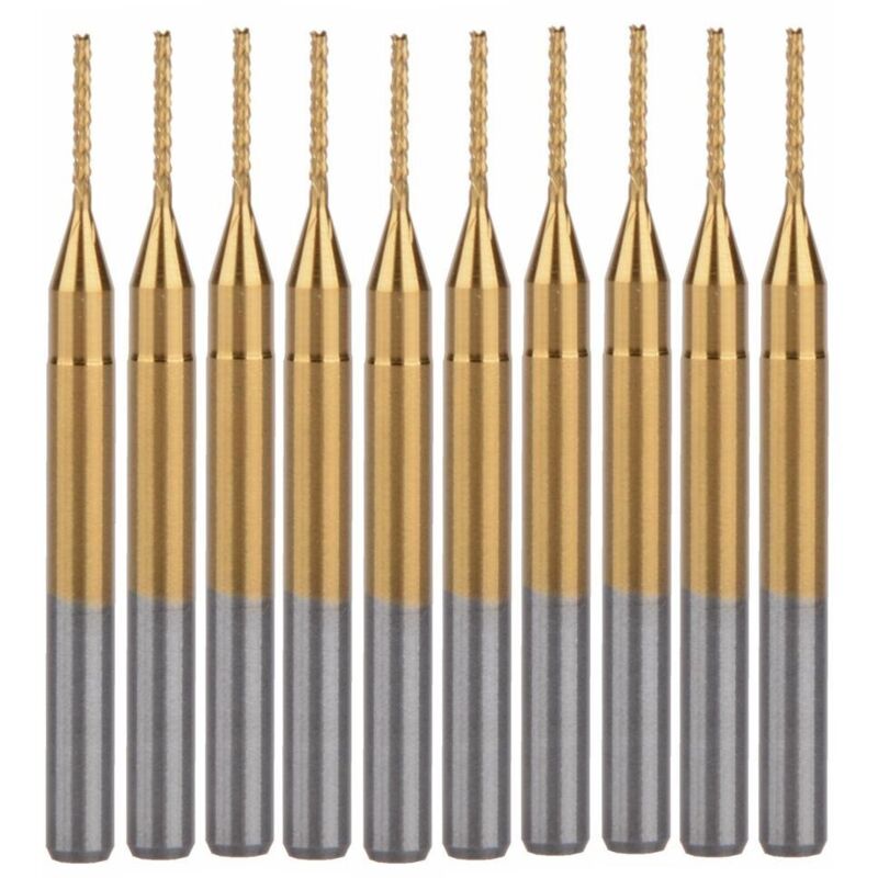 Satz Aus 10 Cnc-fräsern, 0,8 Mm, Titanbeschichtung