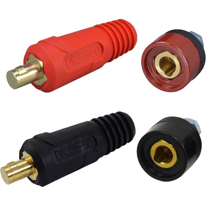 Tig-schweißbrennerkabel Mit Stecker Und Buchse Für Dkj35-50 Und Dkz35-50 Schweißanschluss, 315 A, Dinse-steckverbinder, Rot Und Schwarz, 4er-pack