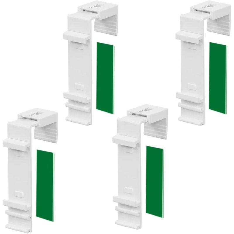 Set Aus 4 Langen Halterungen Für Doppel-rollos, Zur Befestigung Und Klebung Ohne Bohren, Als Zubehör Oder Ersatzteil Für Die Montage An Fenstern Und Glastüren