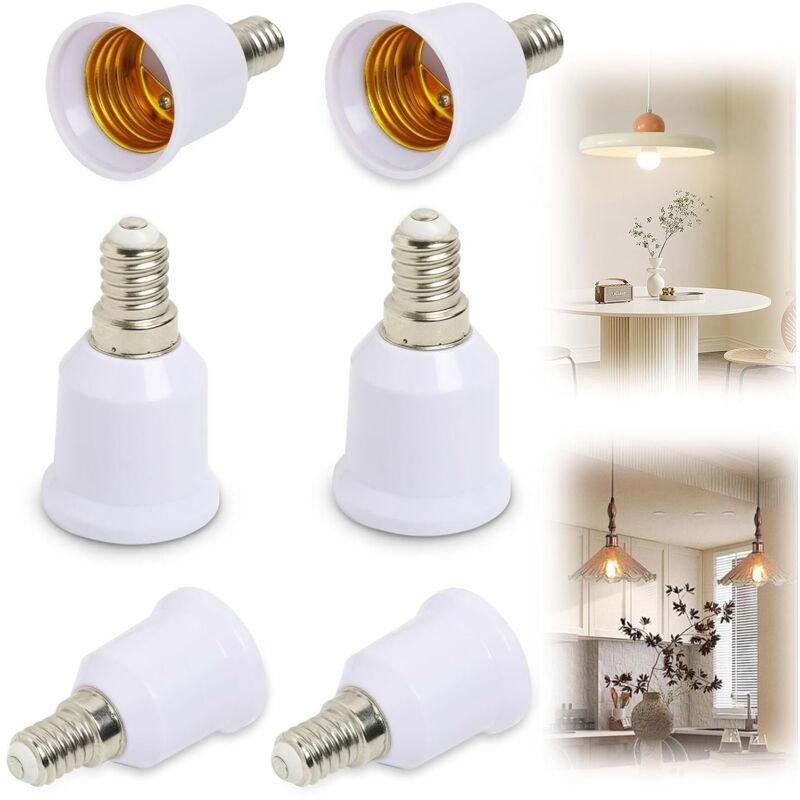 6er-set E14 Auf E27 Fassungsadapter, Praktischer Konverter Für Led-, Glüh- Und Halogenlampen, Sockeladapter Von E14 Auf E27, Einfach Zu Verwenden