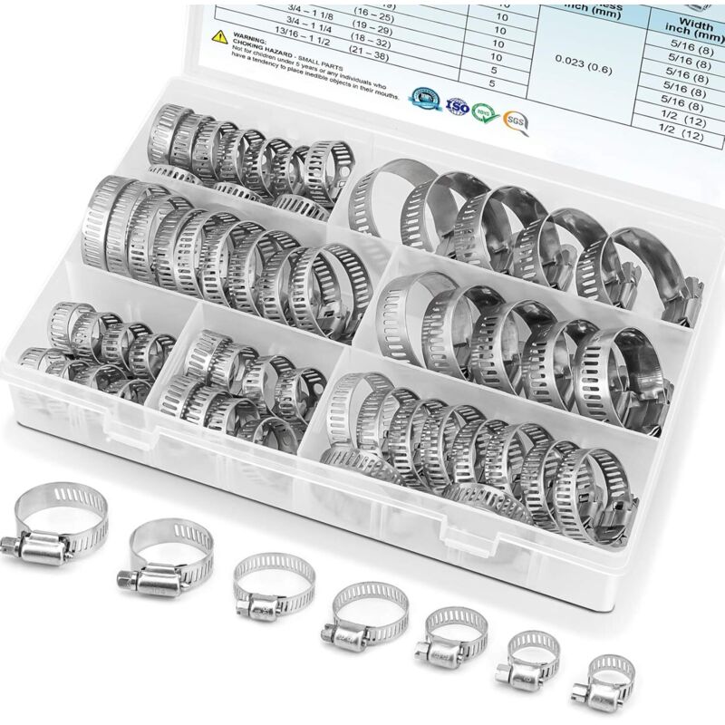 Edelstahl-klemmringe 304 – 60er Pack – Verstellbarer Durchmesser 6-38mm – Schraubmechanismus Für Dichte Abdichtung