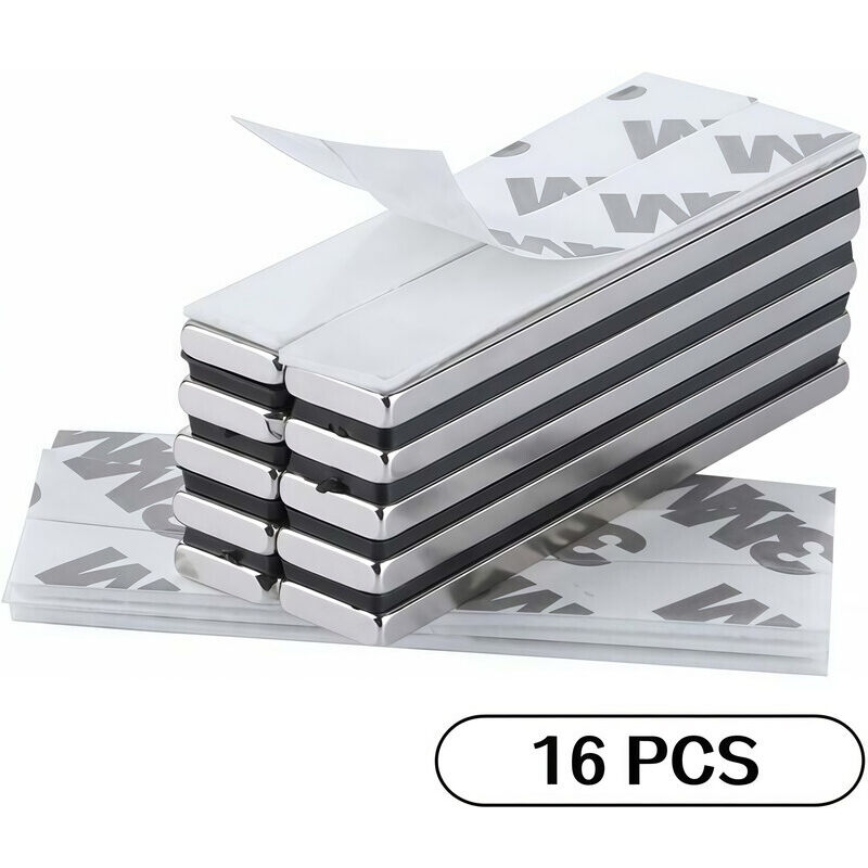 16 Stück Rechteckige Neodym-magnete 60 X 10 X 3 Mm Mit 3m-klebeband, Magnete Mit Selbstklebender Klebefolie, Extra Hohe Haftkraft Für Diy, Küche, Keller, Bauwesen