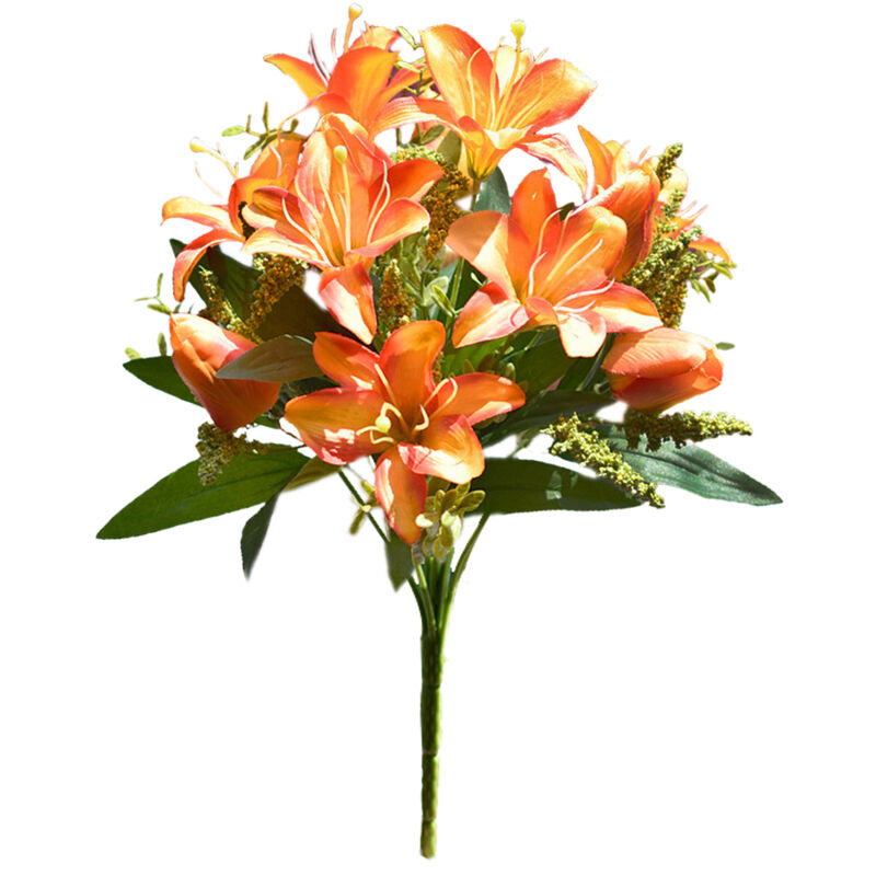 Künstliches Lilienbouquet, Realistisch Anfühlende Blumenimitation, Für Büro, Hochzeitsfeier, Dekoration Von Küche Und Zuhause (211206xu03-3)