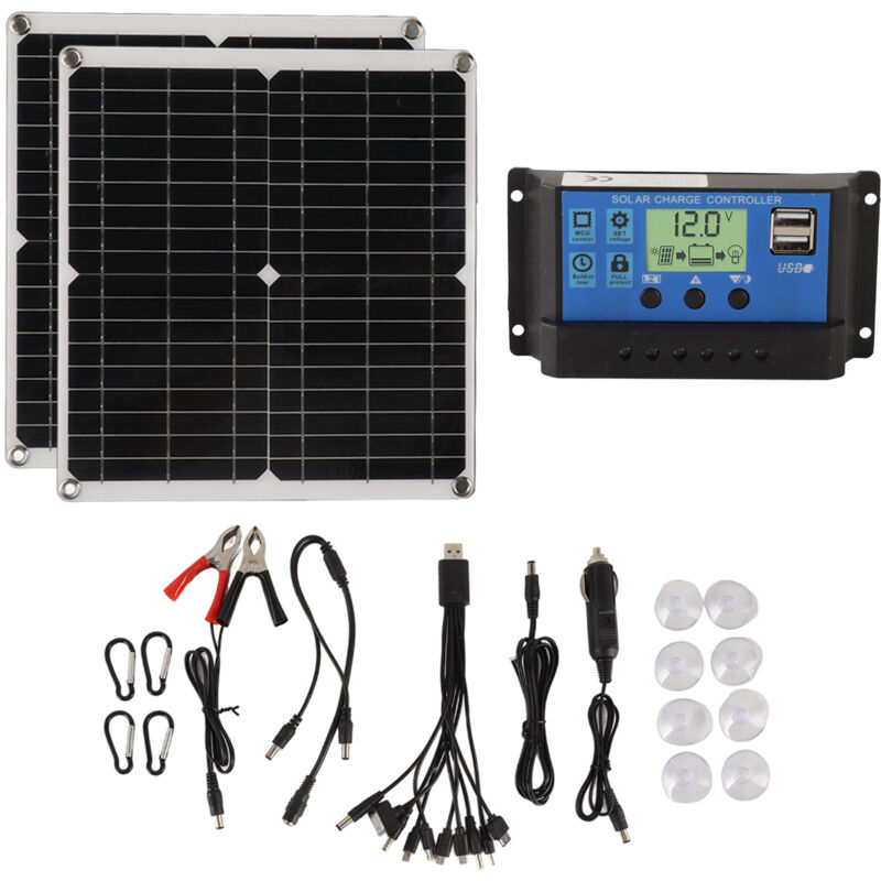 50w Solarpanel-set, 60a Solarladeregler, Kit Mit 2 Usb-ausgängen, Für Wohnmobile Und Stromausfälle