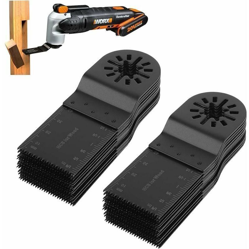 Set Mit 20 Multifunktionsklingen, 34 Mm – Hochwertiger Kohlenstoffstahl – Kompatibel Mit Ryobi, Milwaukee, Dremel, Rockwell, Makita – Präzise Schnitte - 20 Stück