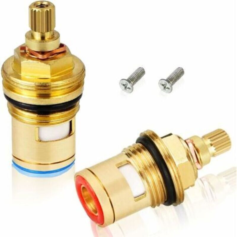 2 Stück Keramische Ventileinsätze, Universelle Ersatzkartuschen 1/2 Zoll Für Vierteldreh-wasserhähne, 20 Zähne X 53 Mm, Für Küche Und Bad (warm Und Kalt)
