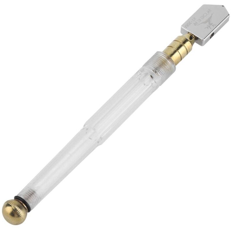 Professioneller Glasschneider, Hochwertiger Professioneller Glas-schneidewerkzeug Super Cutter Mit Metallgriff Zum Schneiden Von Fliesen, Spiegeln Und Flaschen, Stiftförmiges Design (transparenter Gri
