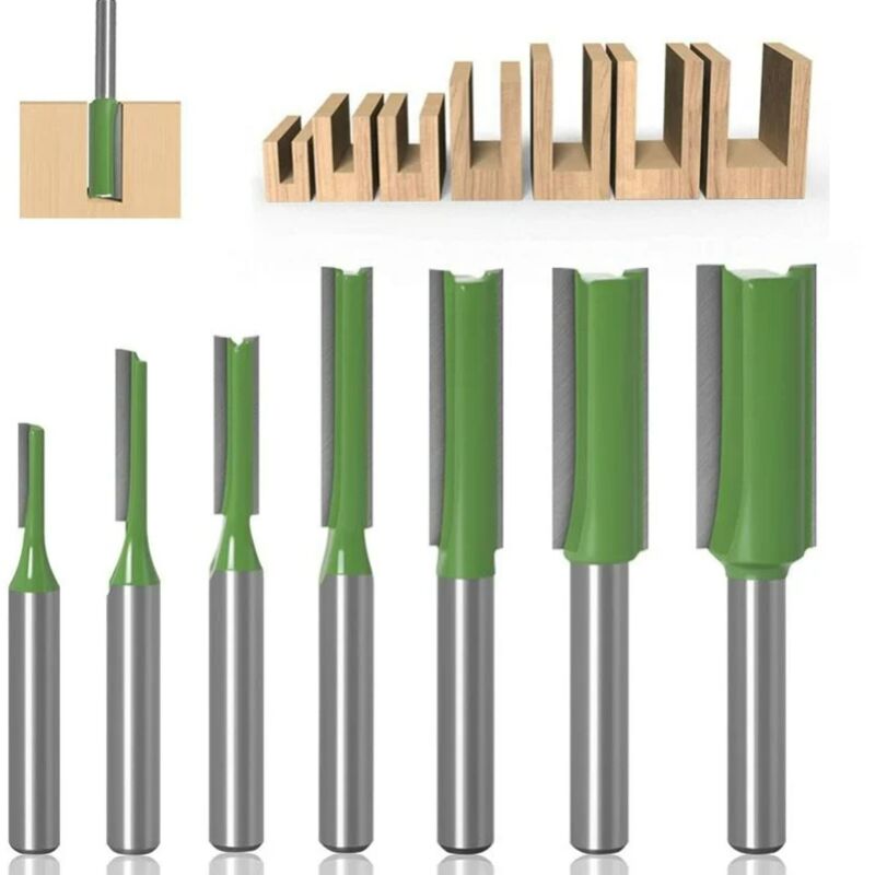 6mm Gerader Fräser, 7-teiliges Set Gerade Routerbits, Gerade Schneidenfräser, Satz Von Geraden Bits, Holzwerkzeuge Aus Hartmetall