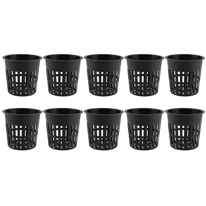 10 Stück Hydroponik-netztöpfe, Garten-mesh-tassen Mit Schlitzen, Pflanzkörbe Aus Kunststoff Für Hydroponik, Aeroponik, Orchideen (schwarz/weiß) (schwarz)