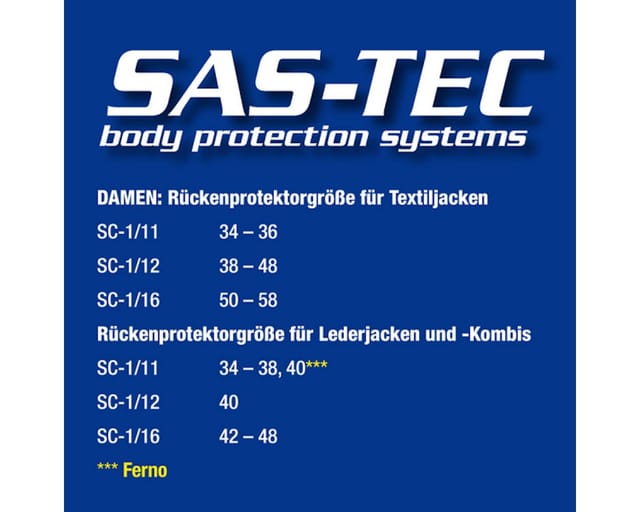 Büse Rückgrat-/Rückenprotektor SAS-Tec Rückenprotektor SC-1/12 (490mm x 330mm)