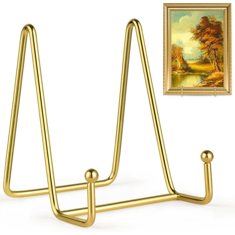 4-zoll-tellerständer Für Die Ausstellung, Verbesserter Goldener Eisenstaffelei-ständer, Foto-rahmen-halter Aus Metall, Stützen Für Fotos, Dekorative Teller, Tablets Und Kunst – 2er-pack